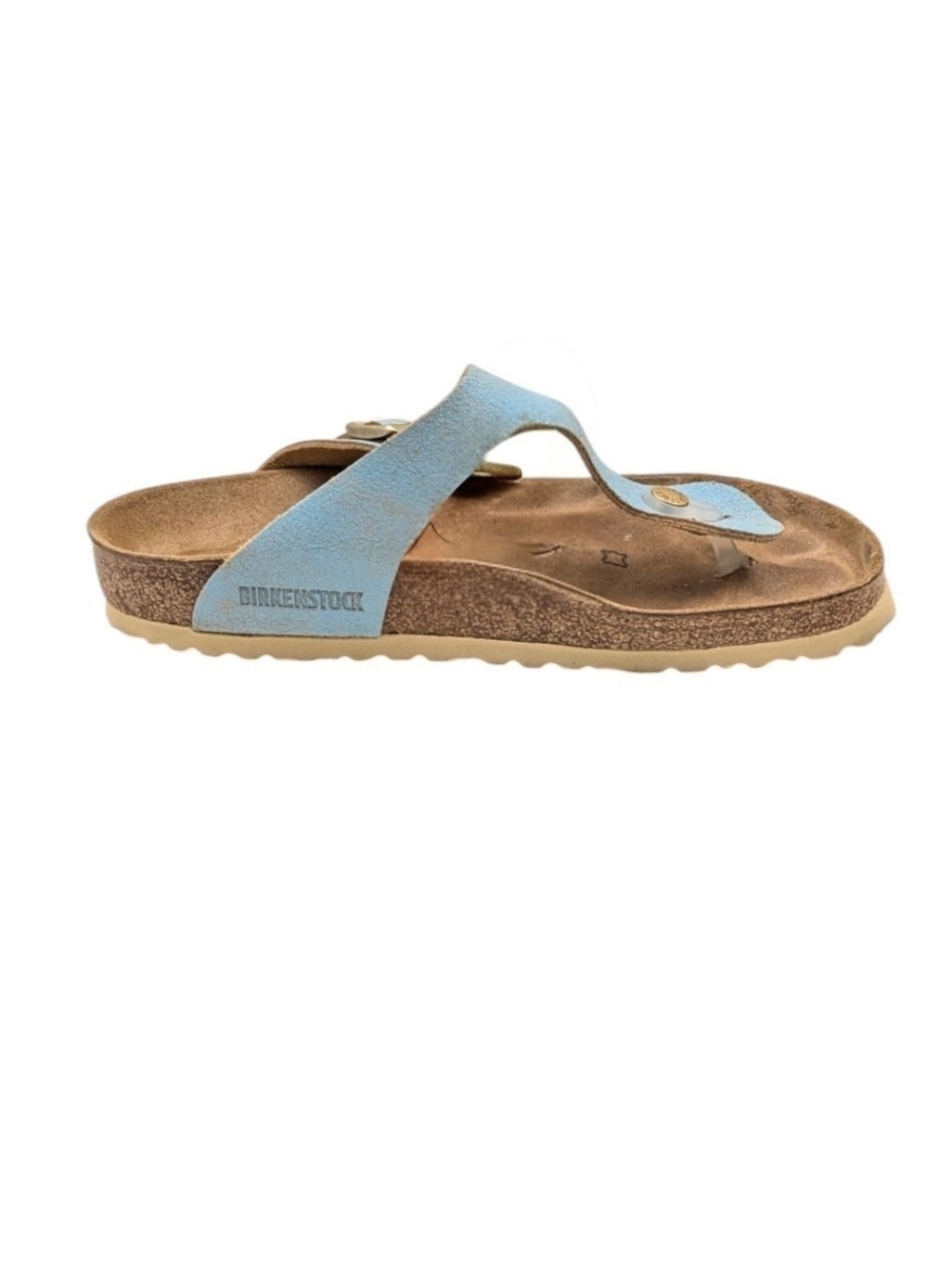 Birkenstock Gizeh Washed Metallic Blue Leather Sandals EU 38 US L7 M5 S4089 - Picture 5 of 12